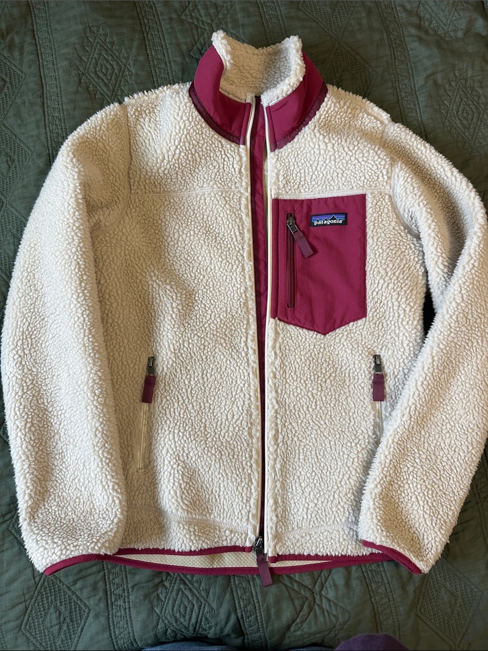 Patagonia retro fleece Jacket with Magenta Trim women’s XS